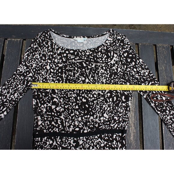 Boden Thea Long Sleeve Jersey Dress in Black + White Abstract, 8R - Picture 4 of 9